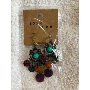 Apple Tree Designer Boutique Drop and Dangle Pierced Earrings Multi-Colored NWT